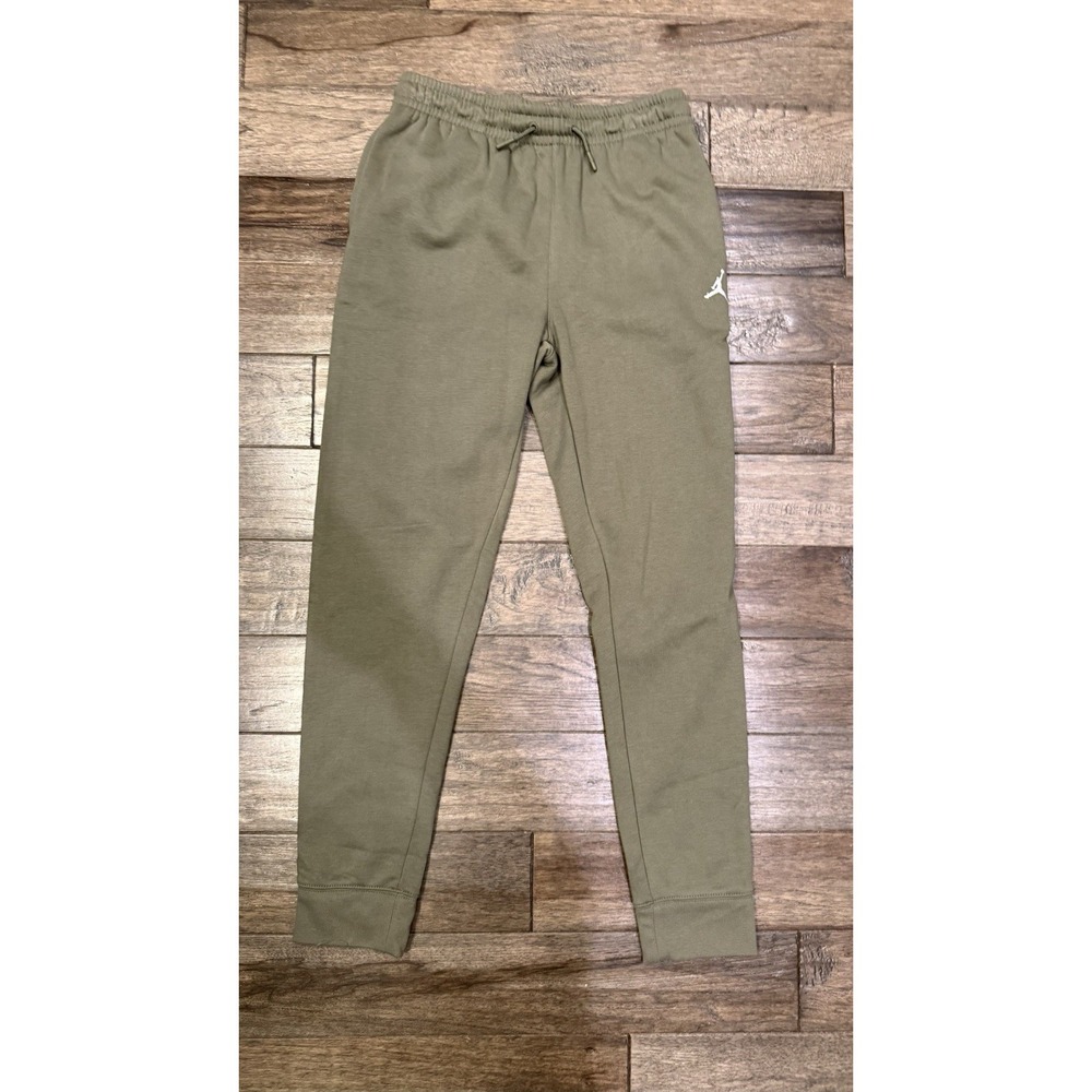 Jordan Joggers Boys Large 12-13Y Medium Olive Jumpman Fleece Pants 95D234-E6F